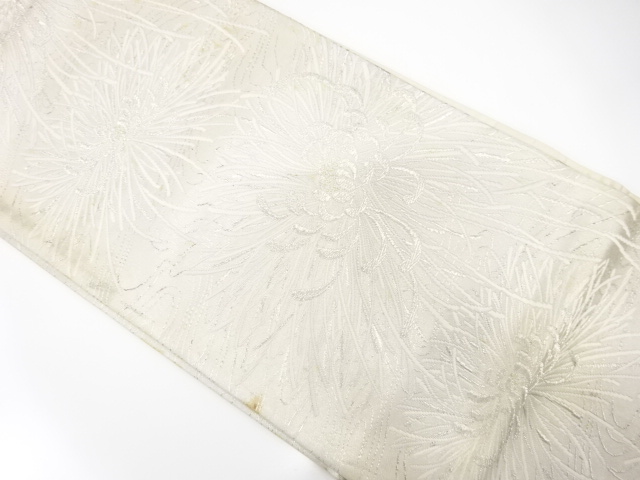 JAPANESE KIMONO / ANTIQUE FUKURO OBI / SILK / WOVEN KIKU